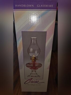 VTG Crisa Early American 18" Oil Lamp Hand Blown Glass